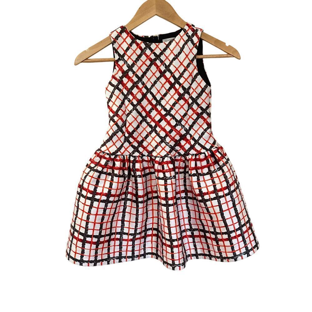 Crewcuts x Kid Made Modern Twizzler Dress sz 6 Red Plaid Dress Special Occasion